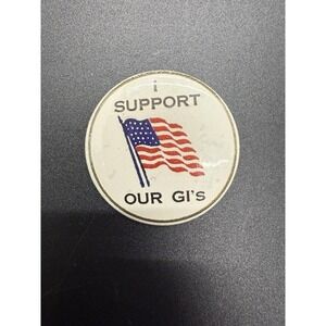 Vintage Vietnam Era "I Support Our GI's" Patriotic Pin Button USA Flag‎ 1960's